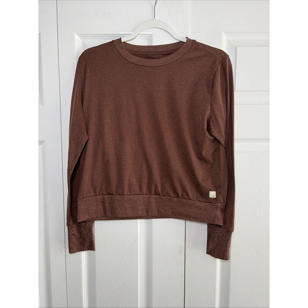 Vuori Halo Essential Crewneck Womens Size M Brown Long Sleeve Pullover Workout